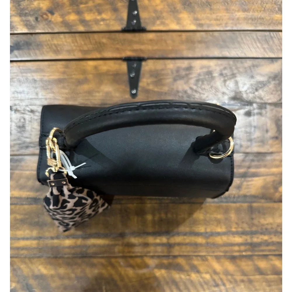 nwt Anne Klein Mini Flap Top Handle Crossbody‎ Handbag With Enamel Turn Lock